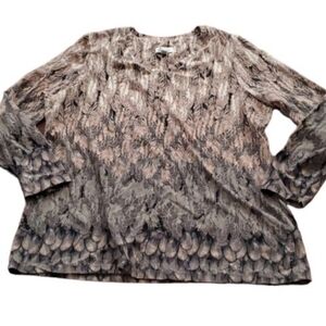 D&CO Shirt Womens Size XL feather shirt longsleeve blouse top aztec western